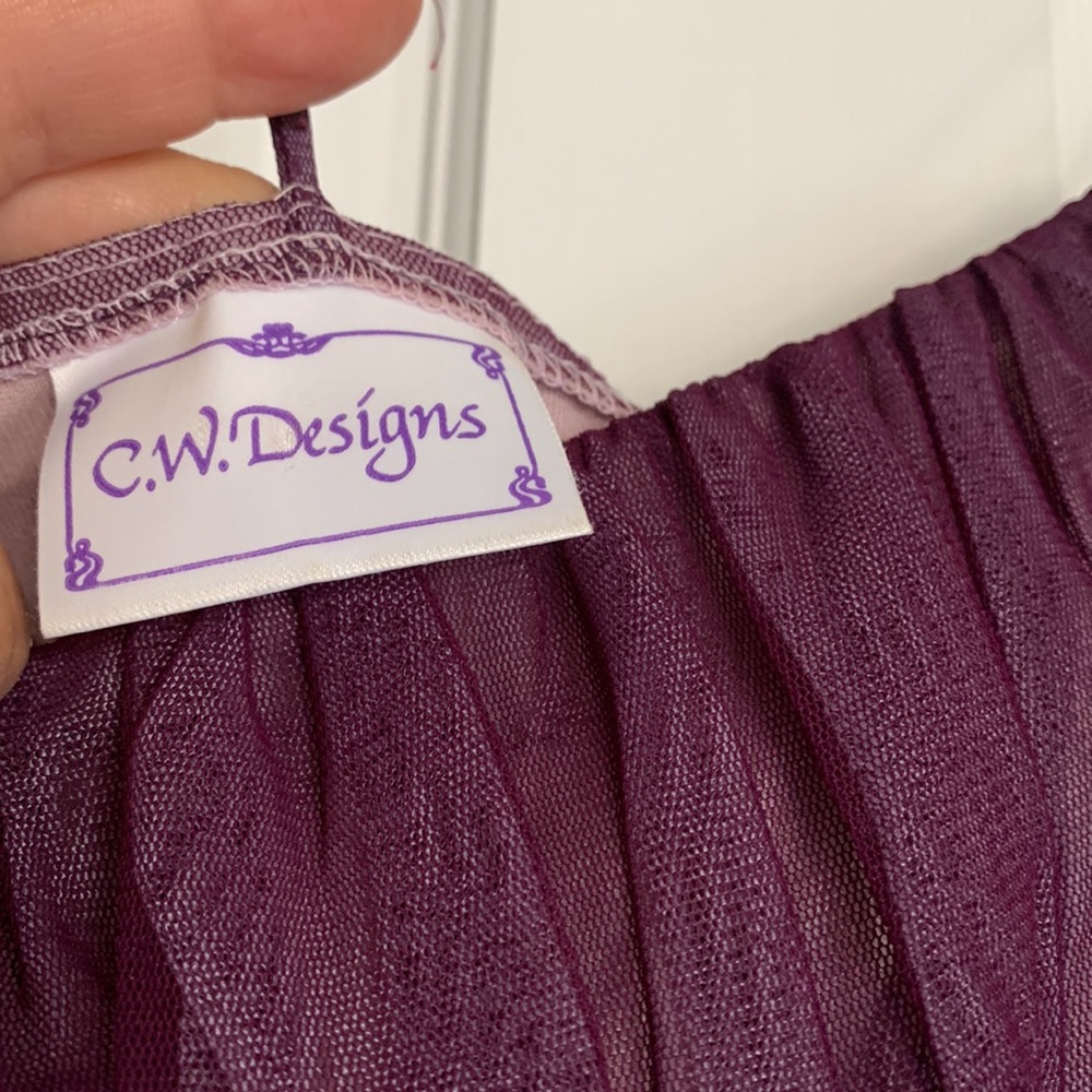 Burgundy Sheer Over Pink Special Occasion Dress, Junior L - Picture 5 of 8